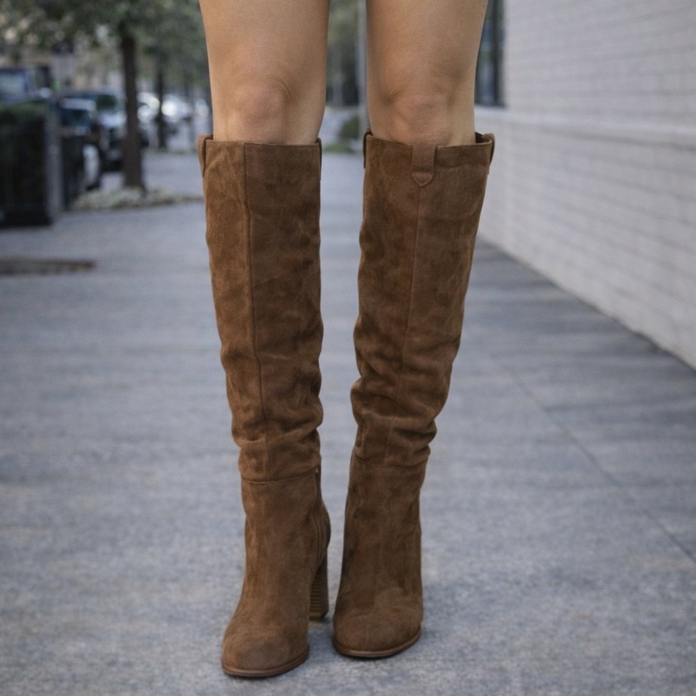 Mi.iM The Saint Slouch Knee-High Boots – Camel Suede, Size 10, Excellent conditi